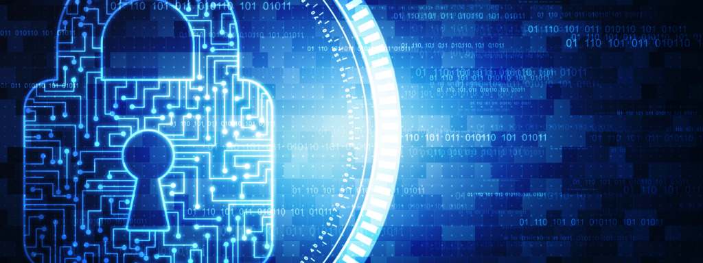 A lock created with circuit board graphics overlaid with numbers