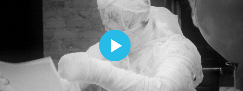 Screenshot of a video showing a zombie wrapped in cloth