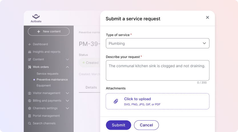 Service Requests from Preventative Maintenance Tasks