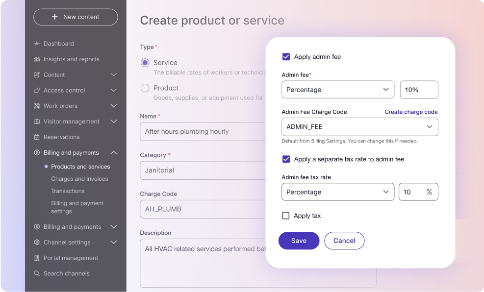 Admin Fees on Service Requests